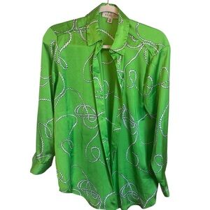Philosophy Green Blouse with White Rope Pattern